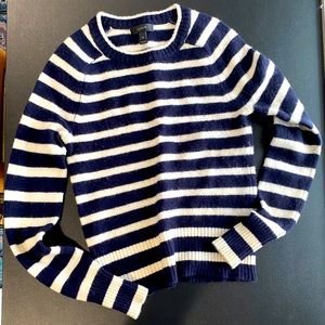J Crew Navy and White Wool Sweater
